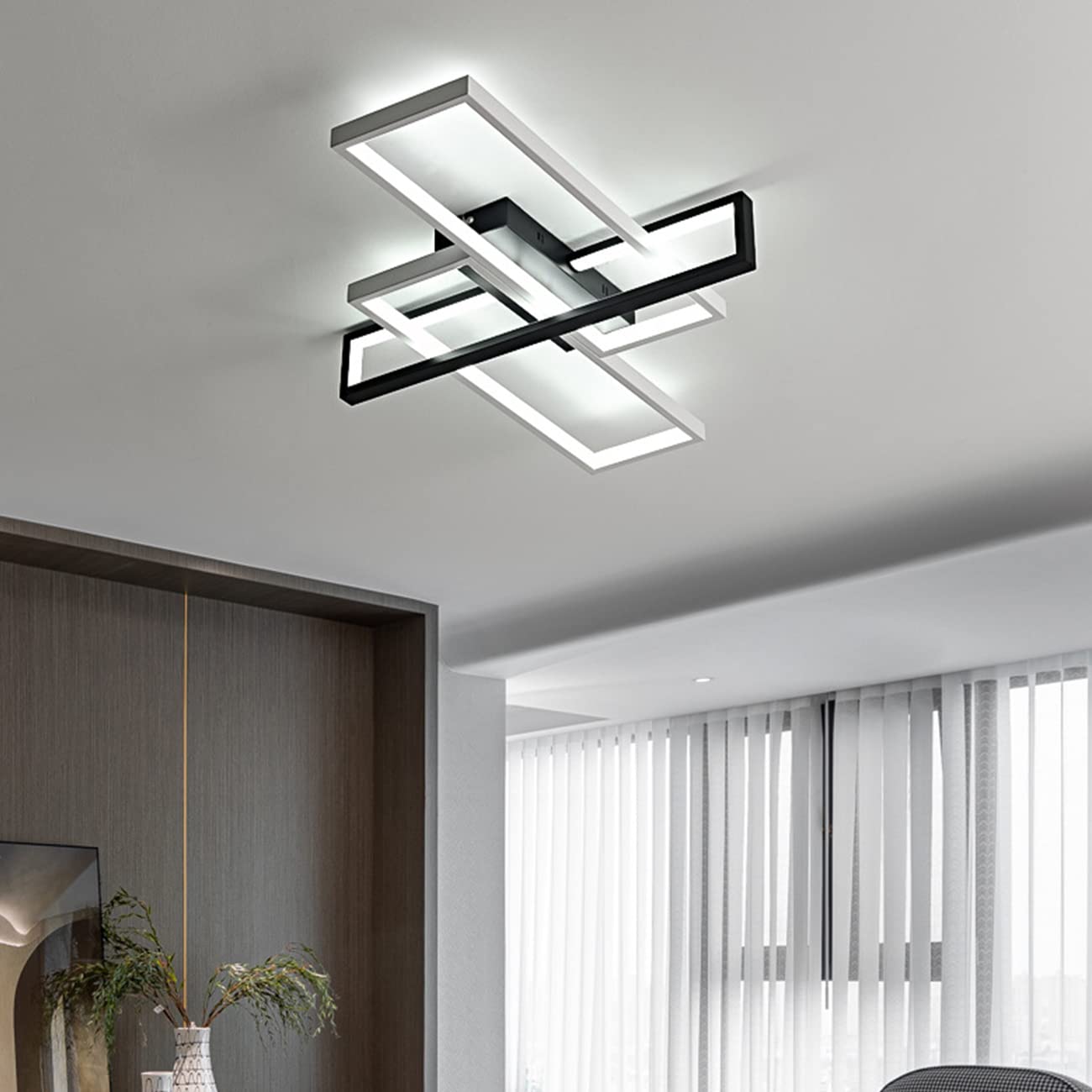Lampa sufitowa LED do sypialni, jadalni, kuchni, salonu, prostokątny design, lampa sufitowa z akrylowym kloszem