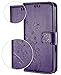 FLYEE Case Compatible with Samsung Galaxy S7(5.1inch,Released in 2016),Wallet Case for Women and Girls with Card Holder,Flip PU Leather Case[Kickstand] Protective Case-Embossed Flowers Purple