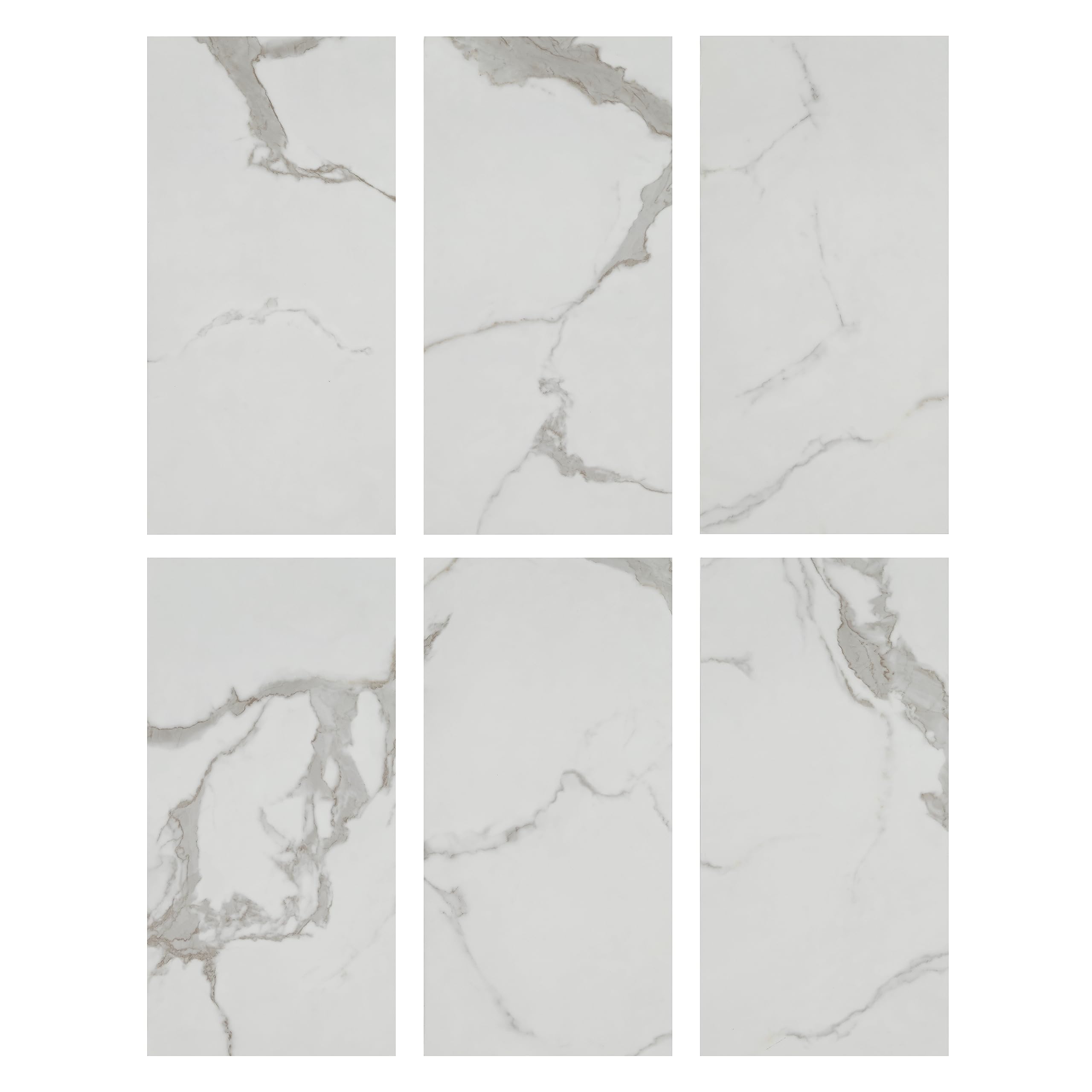ARTENS - PVC Bodenbelag Marmi - Selbstklebende Vinyl-Fliesen - Vinylboden - Hellgrau - Marmoreffekt - FORTE - 60,96 cm x 30,48 x 2 mm - Dicke 2 mm - 2,23 m² /12 Fliesen