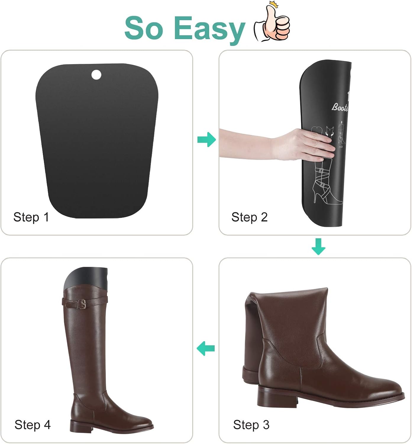 Tall Boot Shapers for Women & Men 16" Black 8 Sheets (4 Pairs)