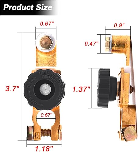 Miniatura 2 de Interruptor de desconexión de batería de poste superior de 2 piezas, interruptor de corte de batería de desconexión rápida para automóvil, camión,