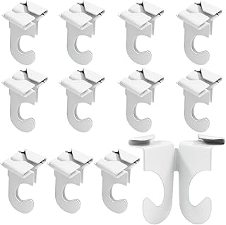 LifCratms 12Pcs Drop Ceiling Hooks, White Zinc Alloy T-Bar Track Clips Suspended Ceiling Hanging Hooks Heavy Duty Ceiling Tile Hooks for Hanging Plants Home Office Classroom Signs Decorations