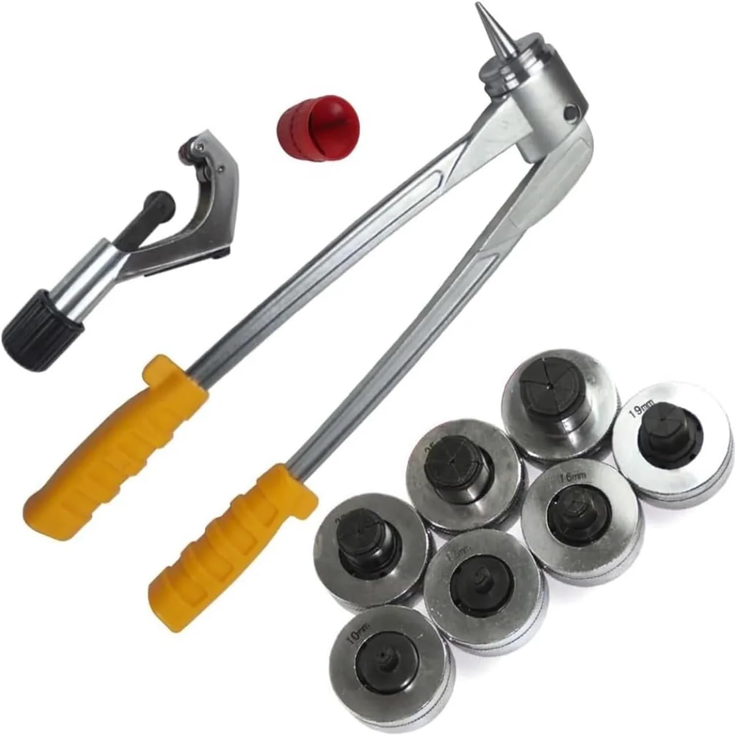 Exhaust Pipe Expander, Pipe Expander11 Piece Manual Pipe Expander Set with 7 Expansion Heads 10-28 Mm Copper Pipe Expander for Copper Aluminium