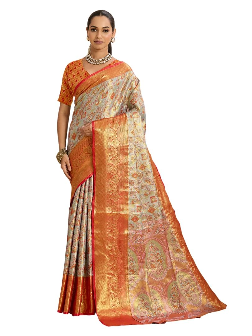Kanjeevaram Silk Saree, Traditional Weaving, Zari Work Border-picture-52
