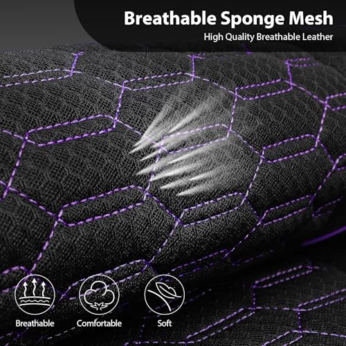 Image of CAR PASS 3D Foam Mesh Leather Car Seat Covers Front Seats,Breathable Mesh Front Seat Covers for Women,Universal Fit for Cars SUV Truck Sedan Van Automotive,Armrest Airbag Compatible,Black and Purple