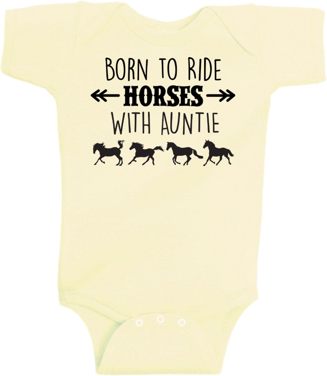 Born to Ride Horses with Auntie Short Sleeve Baby Bodysuit - Equestrian Pony Onesie Gift
