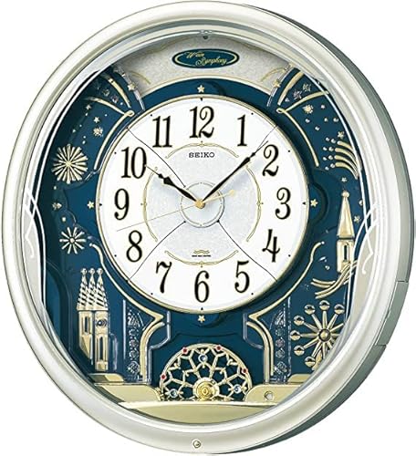 セイコー クロック(包装&裏面名入れ)RE561H 電波カラクリ掛け時計 468×424×109mm 3.5kgプラスチック枠 薄金パール塗装光沢仕上げ色 メロディー