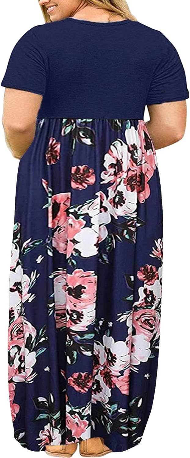 Halife Plus Size Dresses for Women Summer Casual Beach Long Maxi Dress with Pockets - Image 2