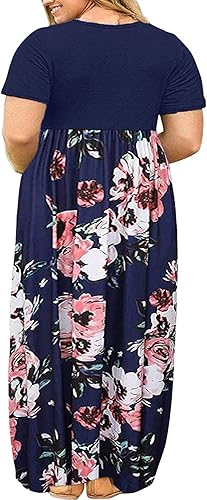 Miniatura 2 de Kancystore Women's Short Sleeve Plus Size Maxi Dress with Pockets Loose Casual Summer Dresses XL-5X