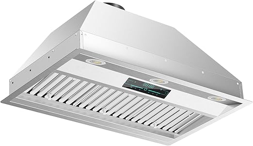 30 Inch Insert Range Hood, 900 CFM Ducted/Ductless Built-in Range Hood Charcoal Filter Included, Stainless Steel Kitchen Vent Hood With 4 Speed Gesture Sensing & 2 Pcs Adjustable Lights