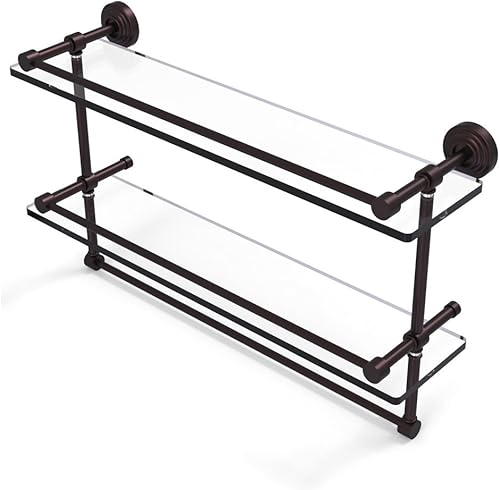 Miniatura 69 de Allied Brass RW-34/18 Retro Wave Collection - Estante de cristal de dos niveles de 18 pulgadas, gris mate Gris mate,Otoño Sparkle,Rojo (Fire Engine