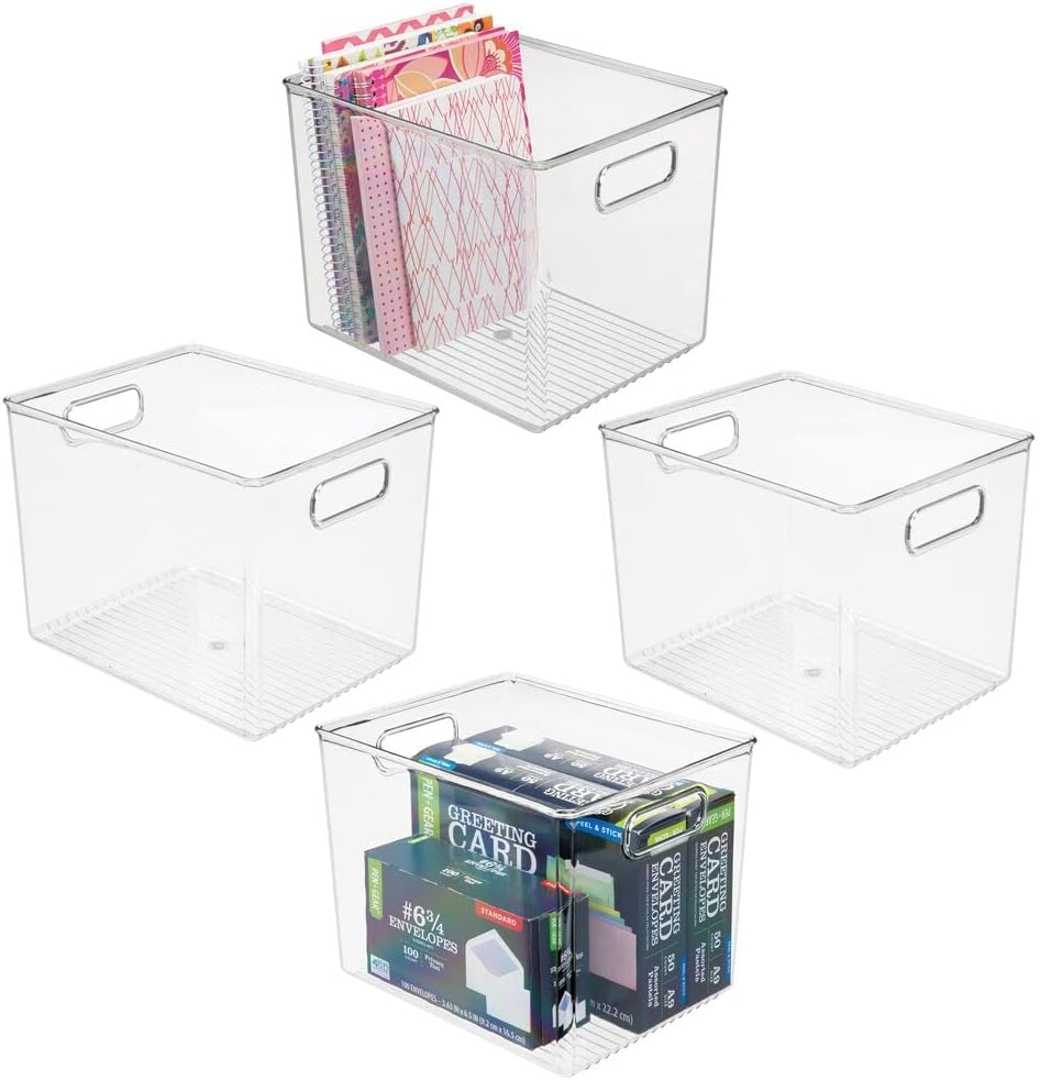 mDesign Tall Deep Rectangular Plastic Office Supplies