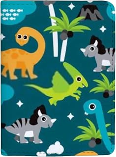 Capa para passaporte de couro com dinossauros de palmeira, capa para passaporte, acessórios de viagem para homens e mulheres
