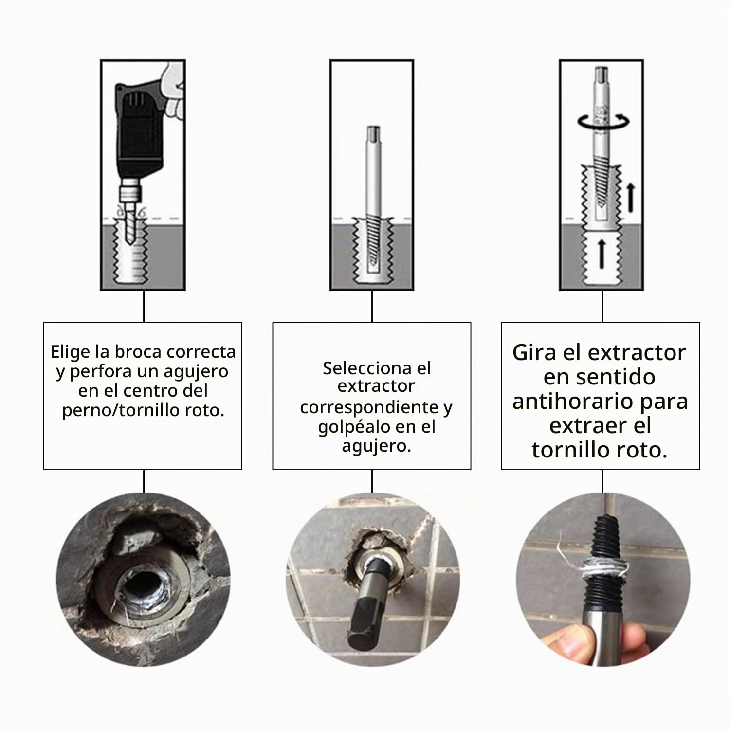 8 Piezas Extractor de Tornillos Extractor Tornillos Rotos 1/8-9/5 Pulgada con Estuche de Almacenamiento para Retirar Tornillos y Tubos DañAdos
