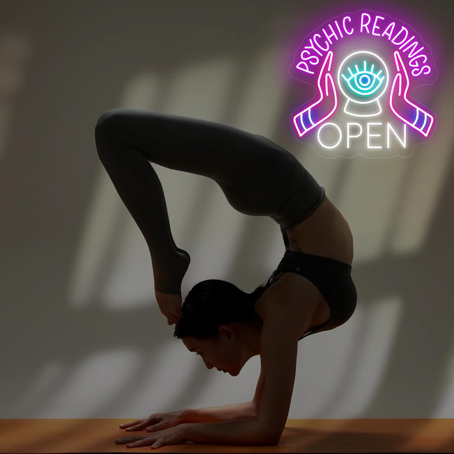 Psychic Readings Open Neon Sign, Palm Reader Wall Light, Home Wall Decor, Yoga Led Sign, Exercise Room Wall Decor, Pilates Studio Art Meditation Room Wall Art Psychic Chakras Healing Exercise - Image 9