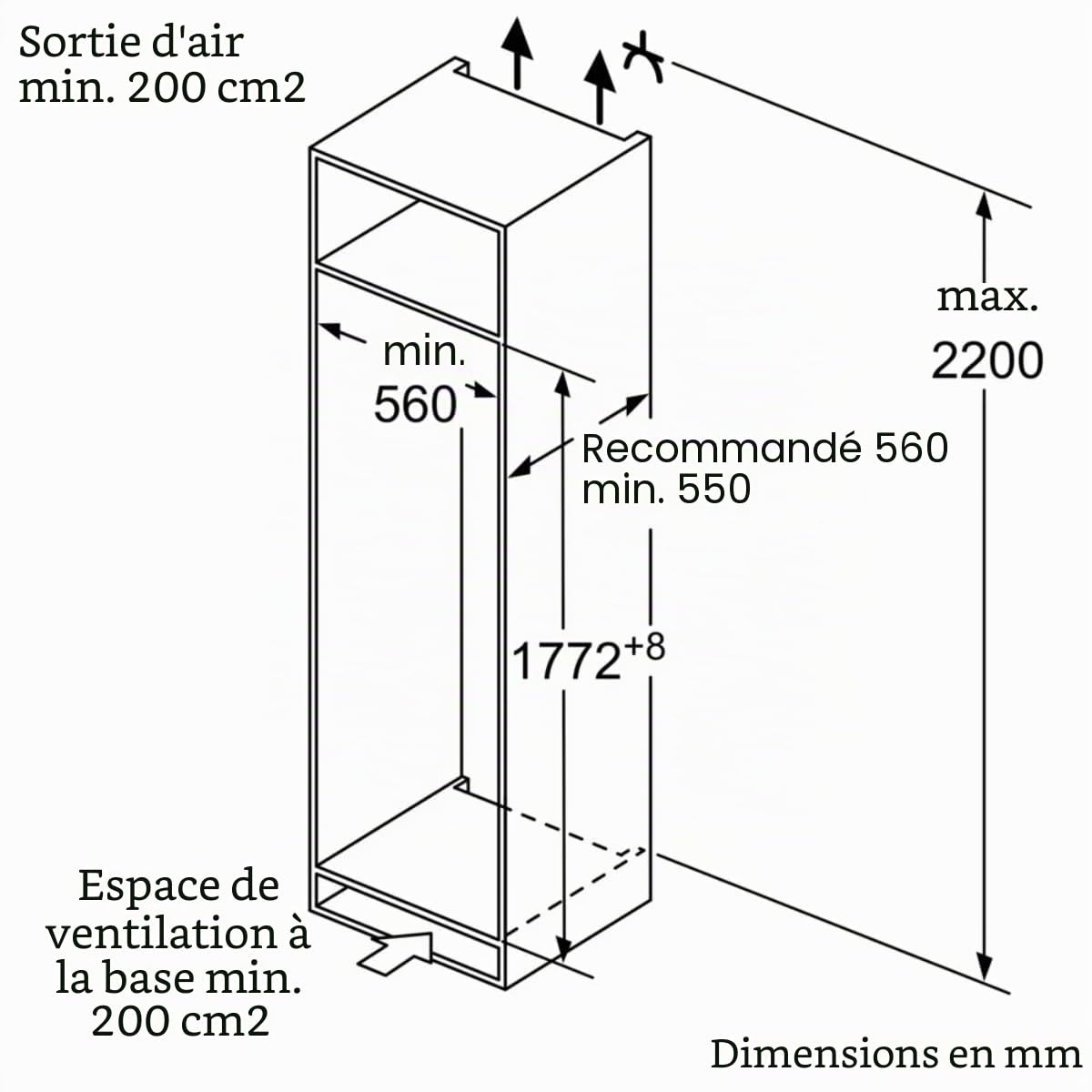 Siemens KI81RADD0 iQ500 Réfrigérateur encastrable 177,5 x 56 cm 310 l Fabriqué en Allemagne Porte-bouteilles 2 x fraîcheur plus rapide Porte SoftClosing très silencieux Charnière plate
