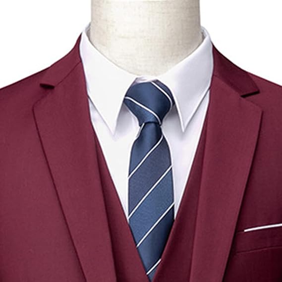 Men Slim 3 Piece Suit Set 2 Button Solid Formal Wedding Tuxedos Suits Shawl Lapel Stylish Party Blazer Vest Pants