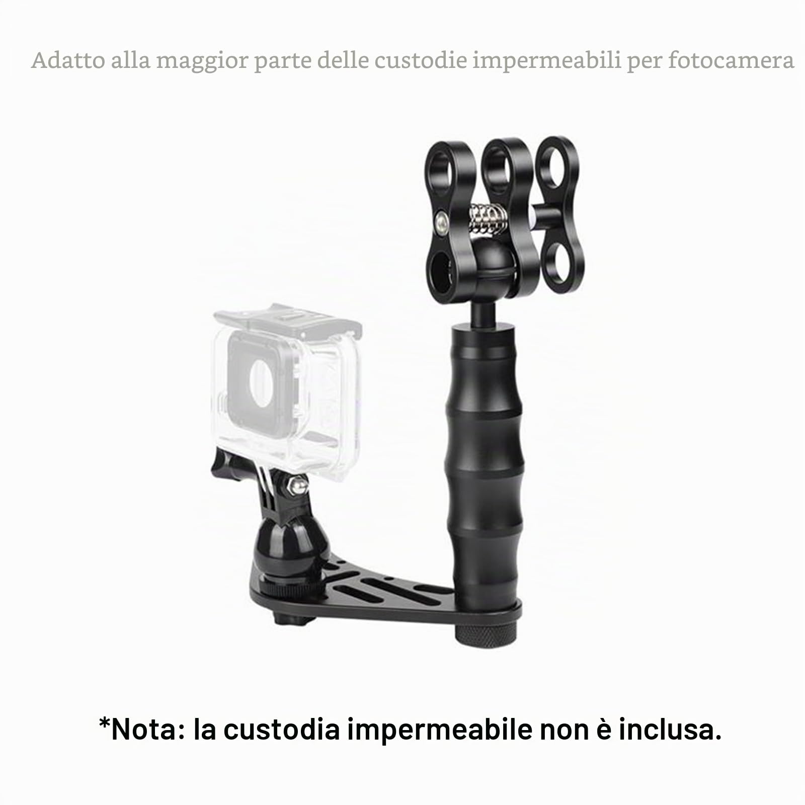 OrcaTorch H02 Kit Supporto per Fotocamera Subacquea Compatibile GoPro, Impugnatura Universale per Custodia Impermeabile, Stabilizzatore Video per Fotografia Subacquea
