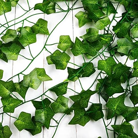 LAKEDO Fake Ivy【5 Pcs, 34ft】Artificial Ivy Garland - Fake Vines Leaves Foliage, Wall Plants For Bedroom, Bedroom Decor Wall Accessories, Decorations For Garden Indoor Outdoor Cover