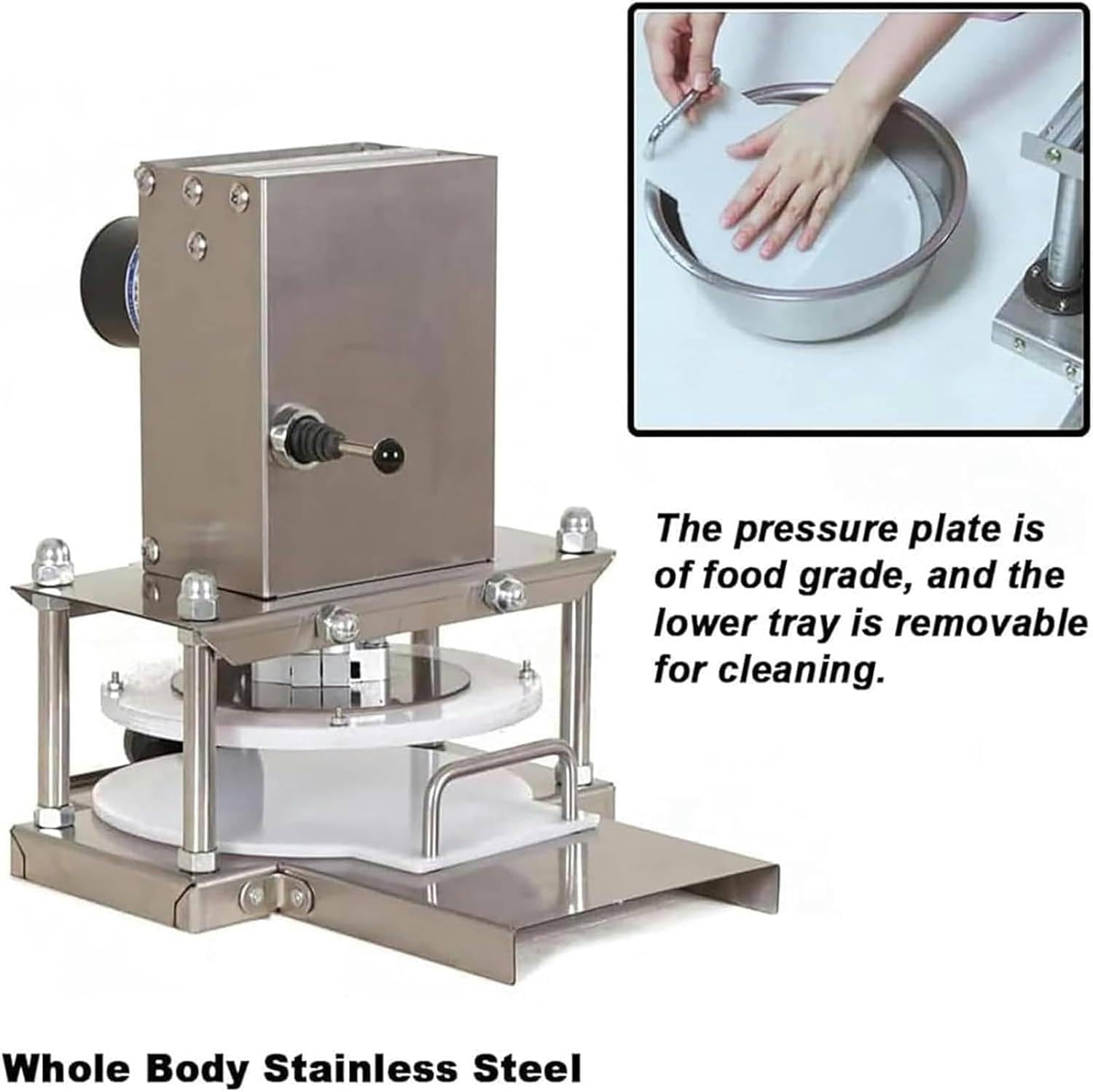 Pressa per impasto commerciale, Sfogliatrice automatica per pasta per pizza per prodotti da forno in crosta, Pressa elettrica da banco resistente per impasto per tortilla di focaccia 22cm