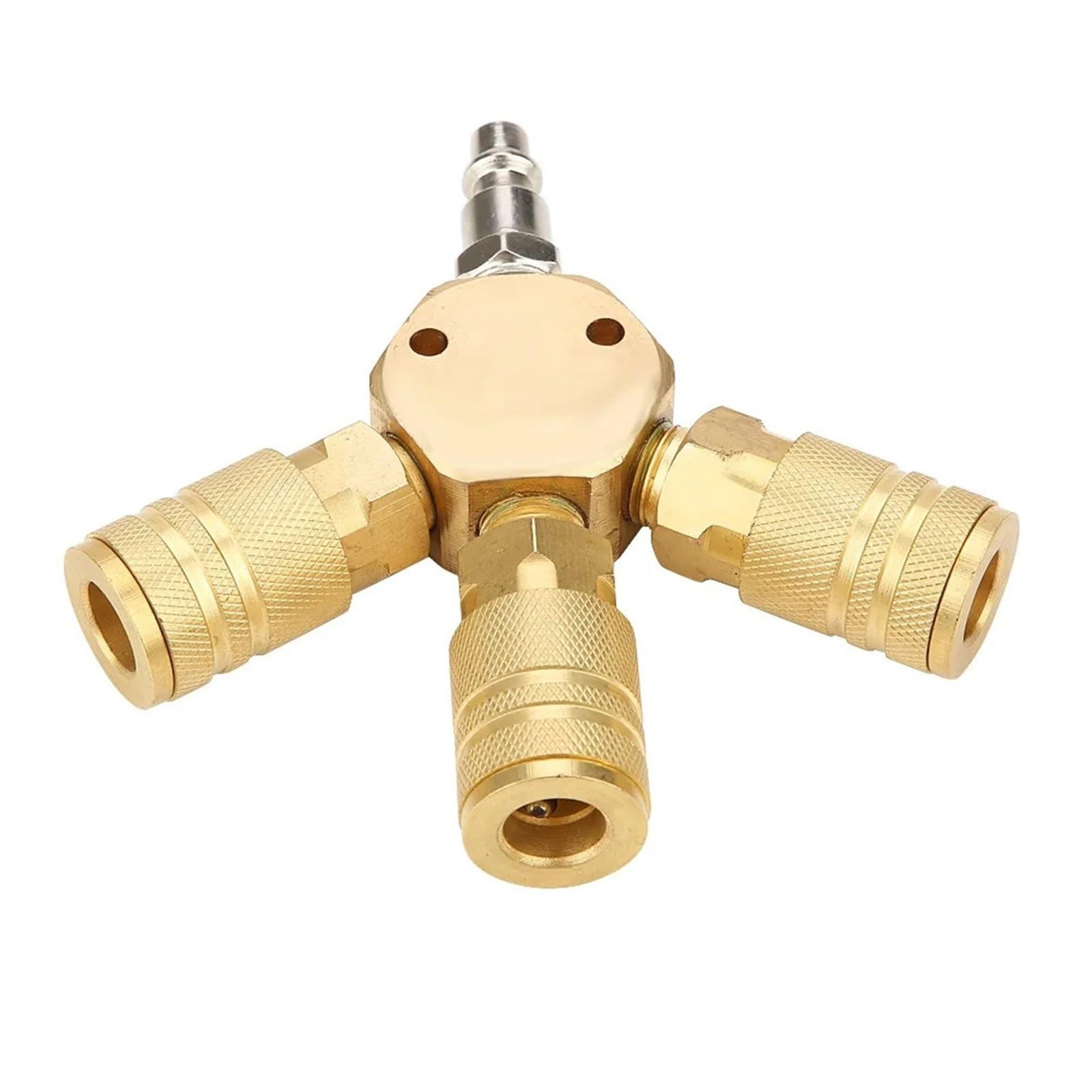Colector de aire de 3 vías con conectores rápidos, cuerpo de latón, bloque de distribución neumática de 80 x 80 mm