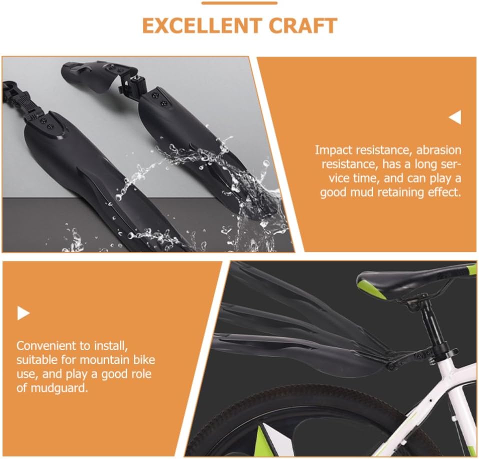 YARNOW 2pcs Front and Rear Mud Guards for Mountain Bikes Road Bikes Bike Mudguard Set