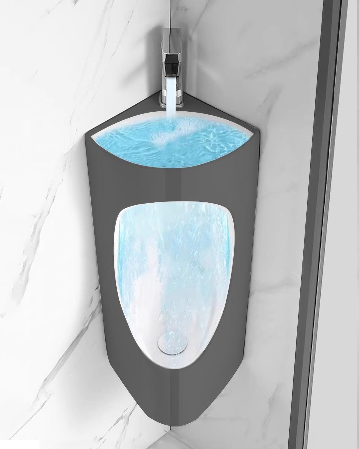 Urinal de esquina con manguera de grifo para lavabo doméstico