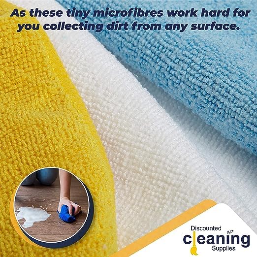 Image of DCS Microfibre Cleaning Cloth, Assorted, Pack of 12, Large Size: 40x40cm. Super Soft Premium Streak Free Washable Cloth Duster for Kitchen, Bathrooms, Surfaces, Mirrors, Car, Motorbike