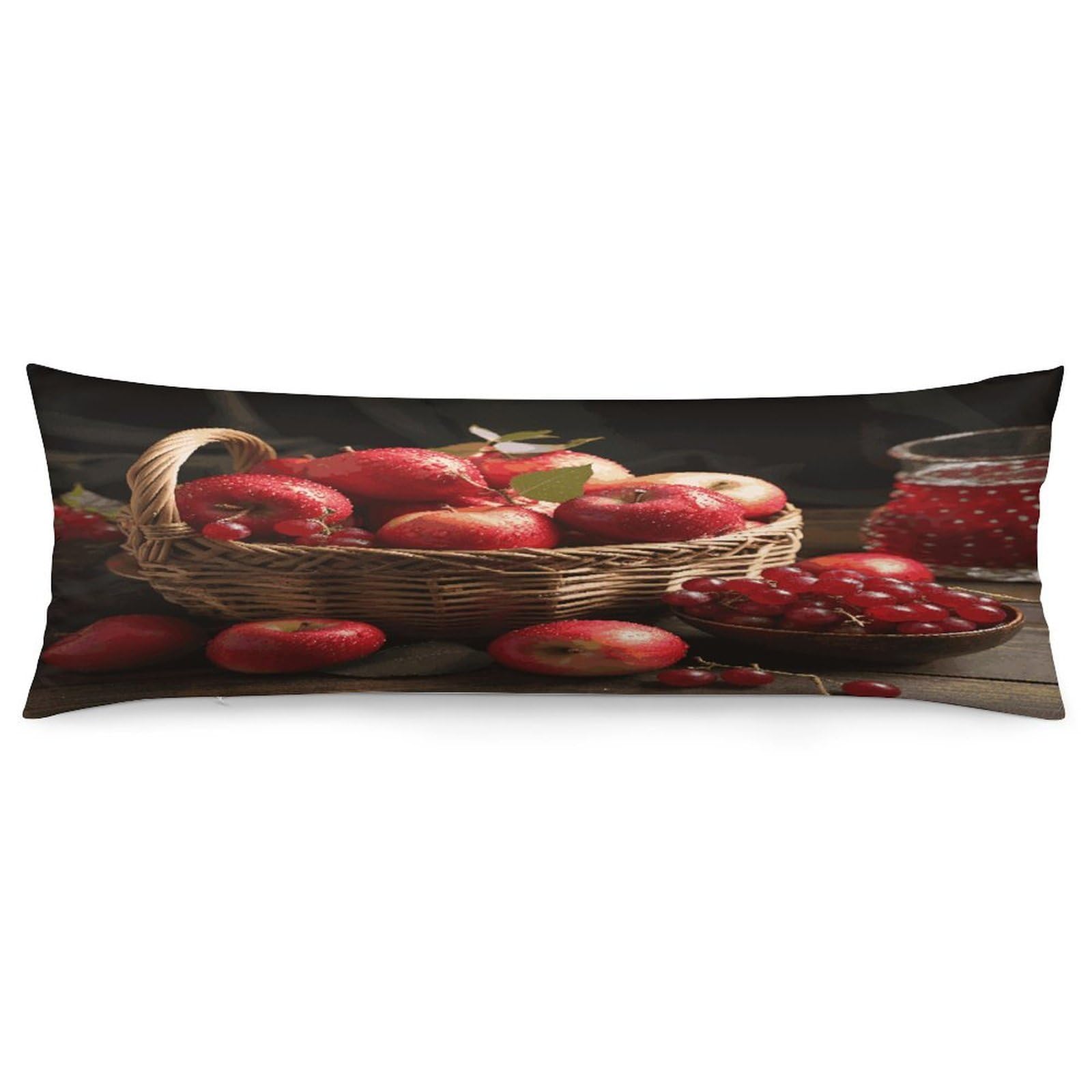 Red Fruit in A Basket Pillow Cover with Zipper Pillow Case Super Soft and Cozy Body Pillowcase 19 X 53 Inches Luxury Long Pillowcase for Couch Sofa Chair Bed Home Decor Pillows Cover