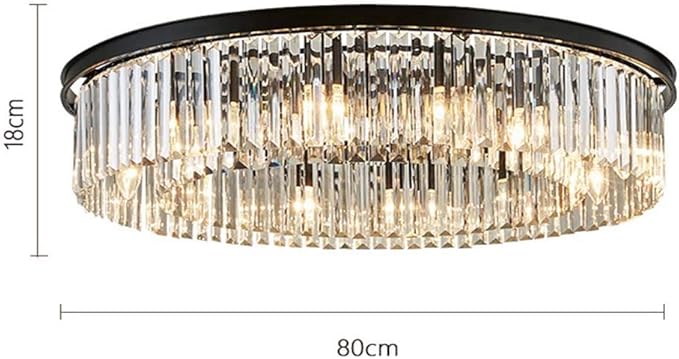 DKEE LED Ronde Crystal slaapkamer plafond Living Dining Paint Iron Black Smoke Grey Quartz Lamp Lighting Strip 80cm * 18cm photo 2