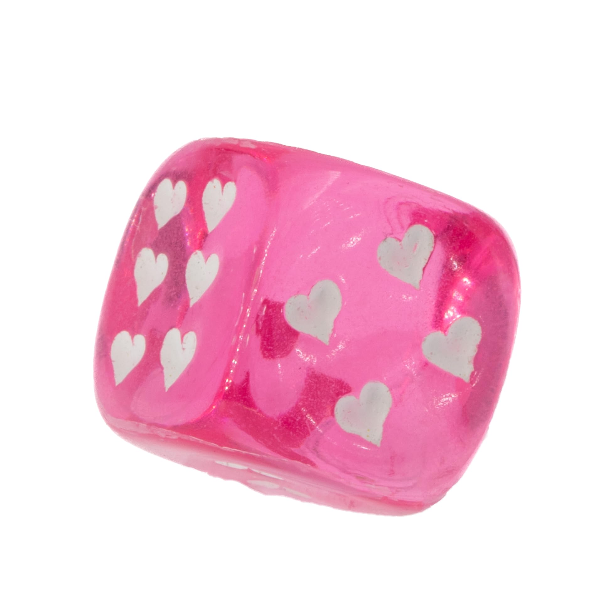 WeLoveDice - Würfel pink mit weißen Herzen - Made in Germany - 6 Stück