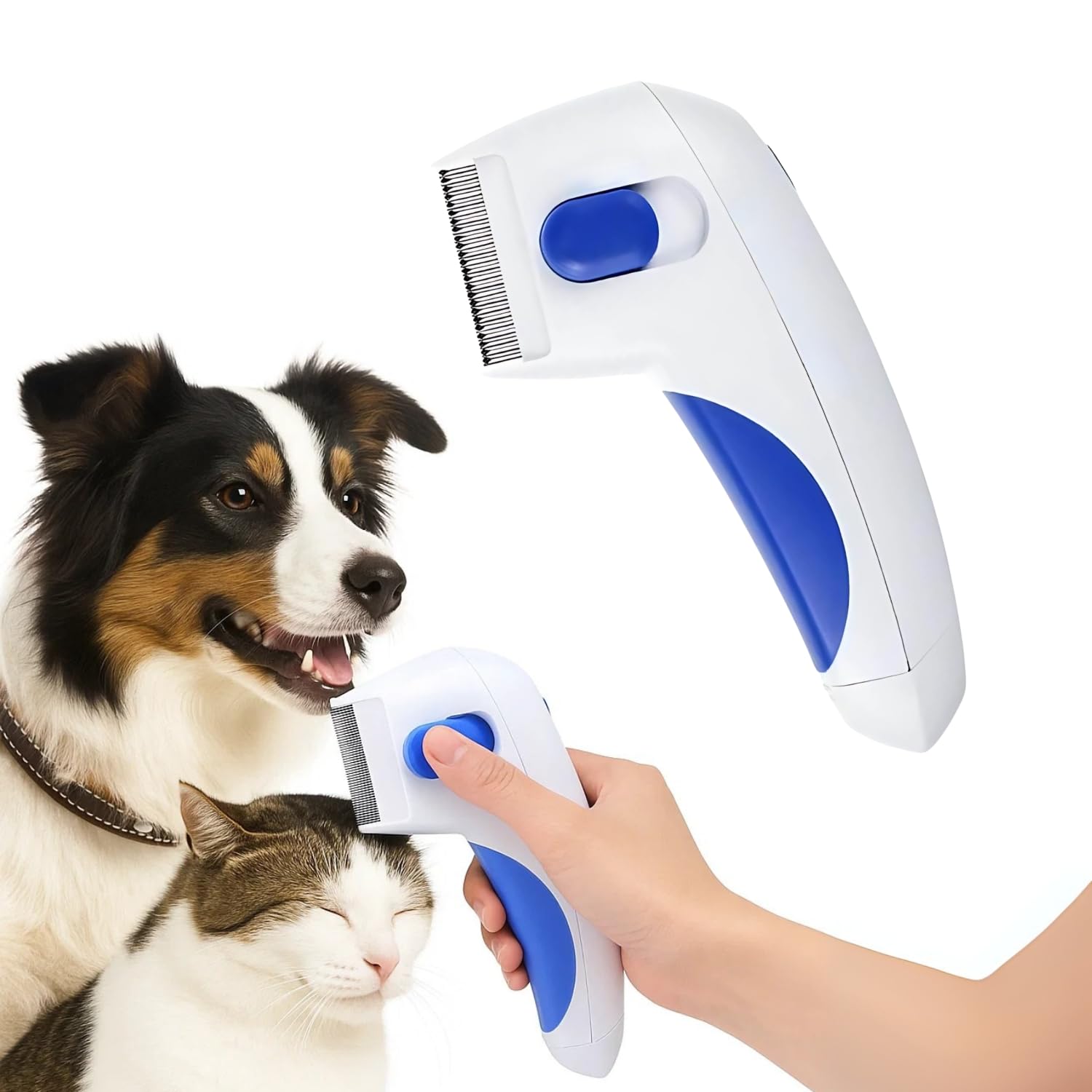 WiggleBoo Electric Tick, Flea Comb for Dogs & Cats – Gentle Electronic Flea Remover with Safe Static Charge – Kills Tick, Fleas Without Chemicals or Pesticides – Battery Powered Pet Grooming Tool