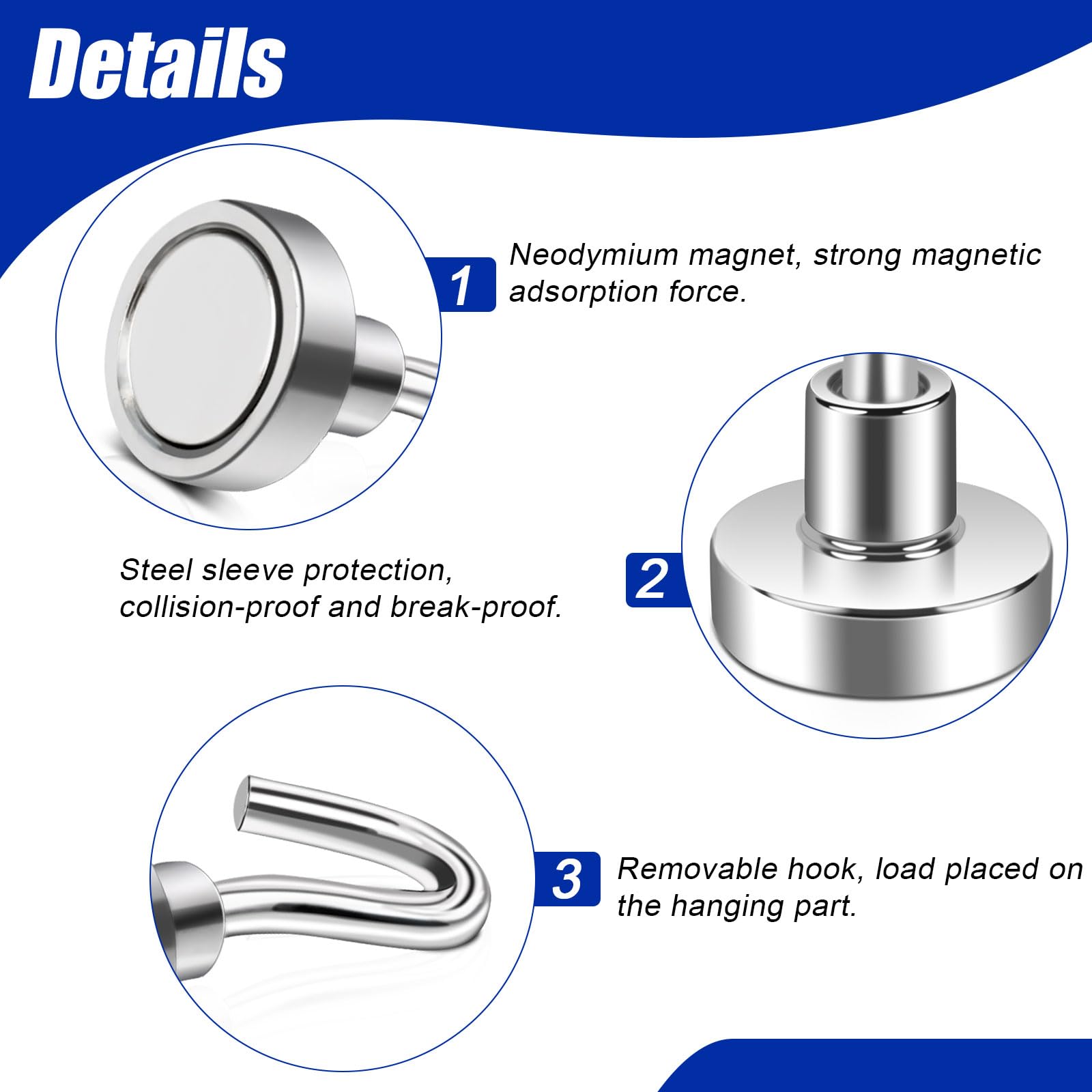 Paquete de 120 ganchos magnéticos, ganchos magnéticos de neodimio de 16 mm para cocina, garaje, parrilla, crucero, lugar de trabajo y oficina