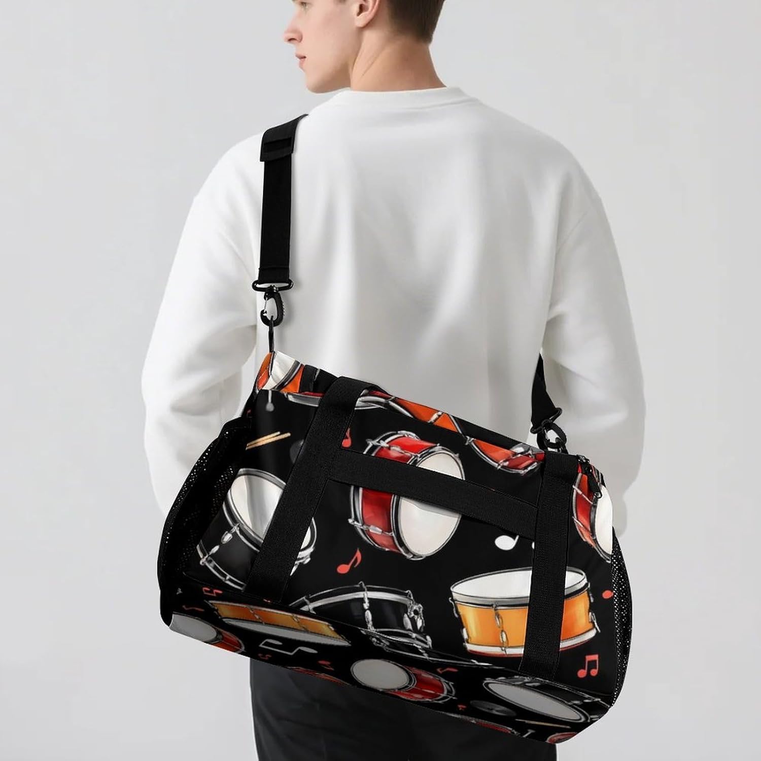 Travel Storage Duffle Bag Black Drum Kit (5) Lightweight Carry On Luggage Tote Bag Weekender Overnight Bags for Business
