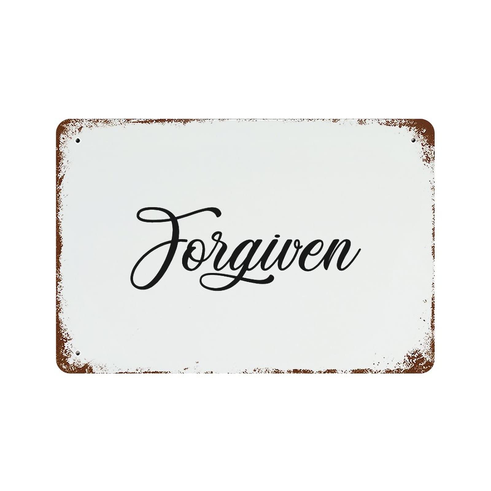 Panneau en métal Forgiven cadeau vintage idéal cuisine et café