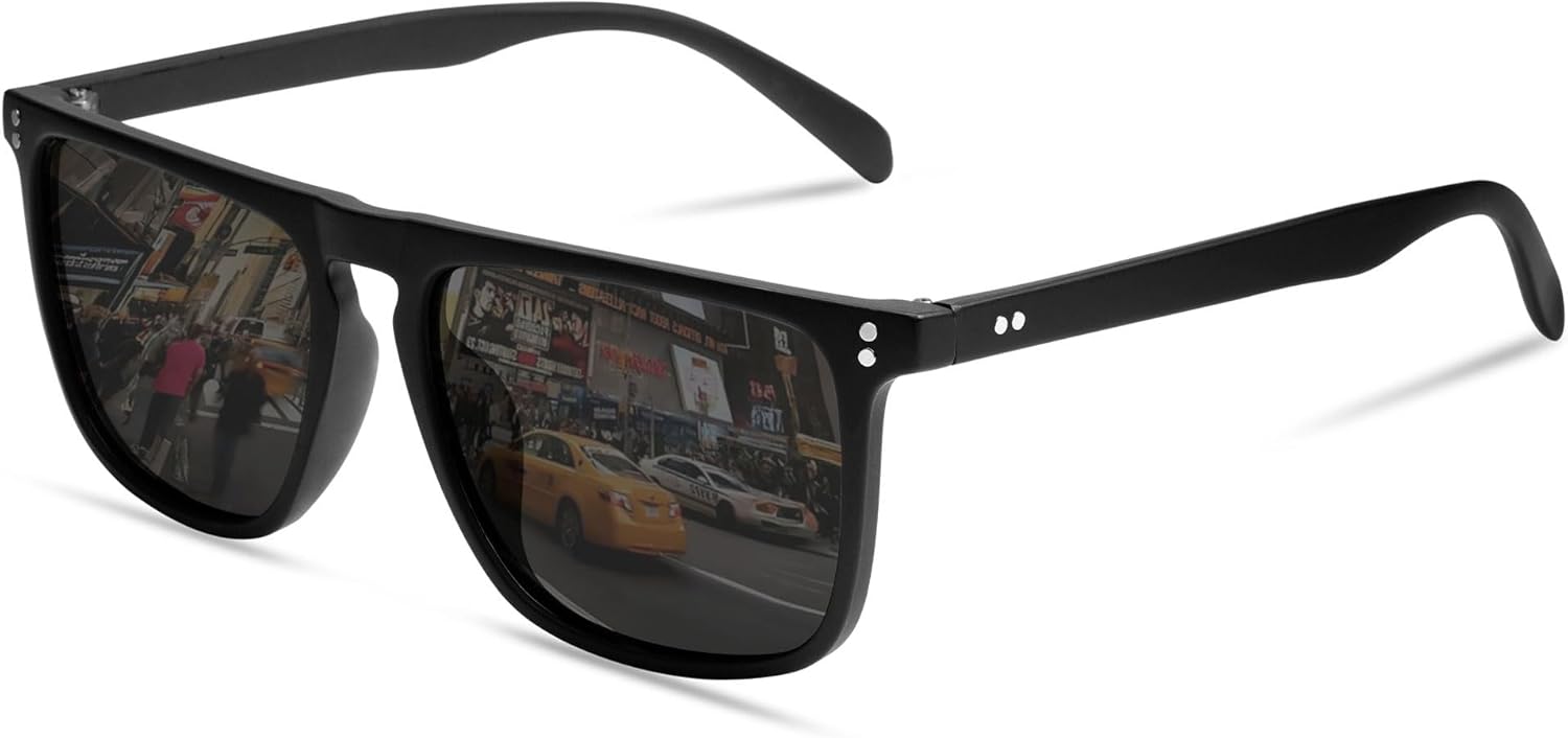 VANLINKER Polarized Square Sunglasses for Men Women Dark Shades with UV Protection for Driving VL9748