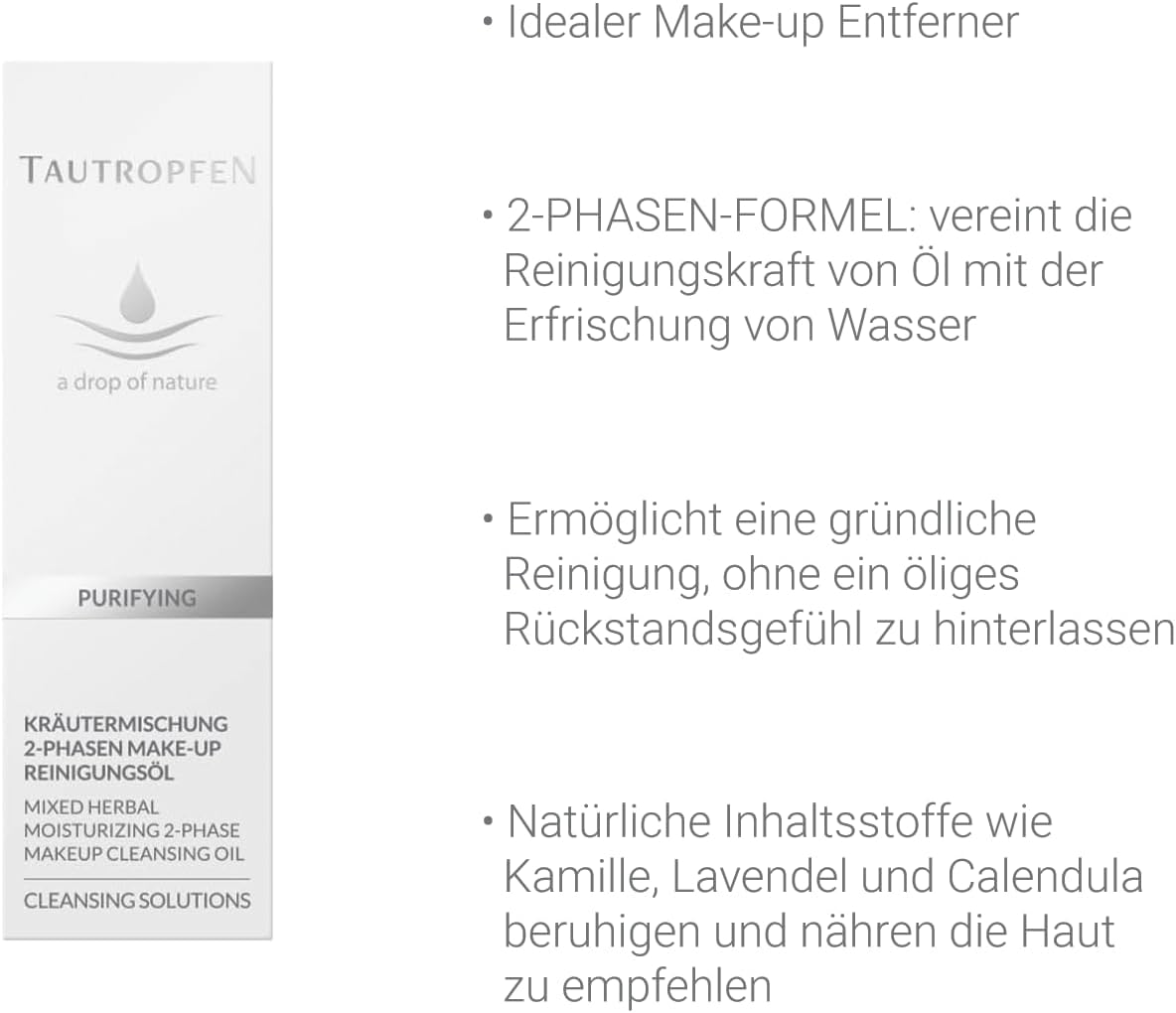 TAUTROPFEN Kruidenmix, make-up remover, 2-fasen make-up reinigingsolie voor elk huidtype, met vitamine C, jojoba-olie en aloë vera 150 ml