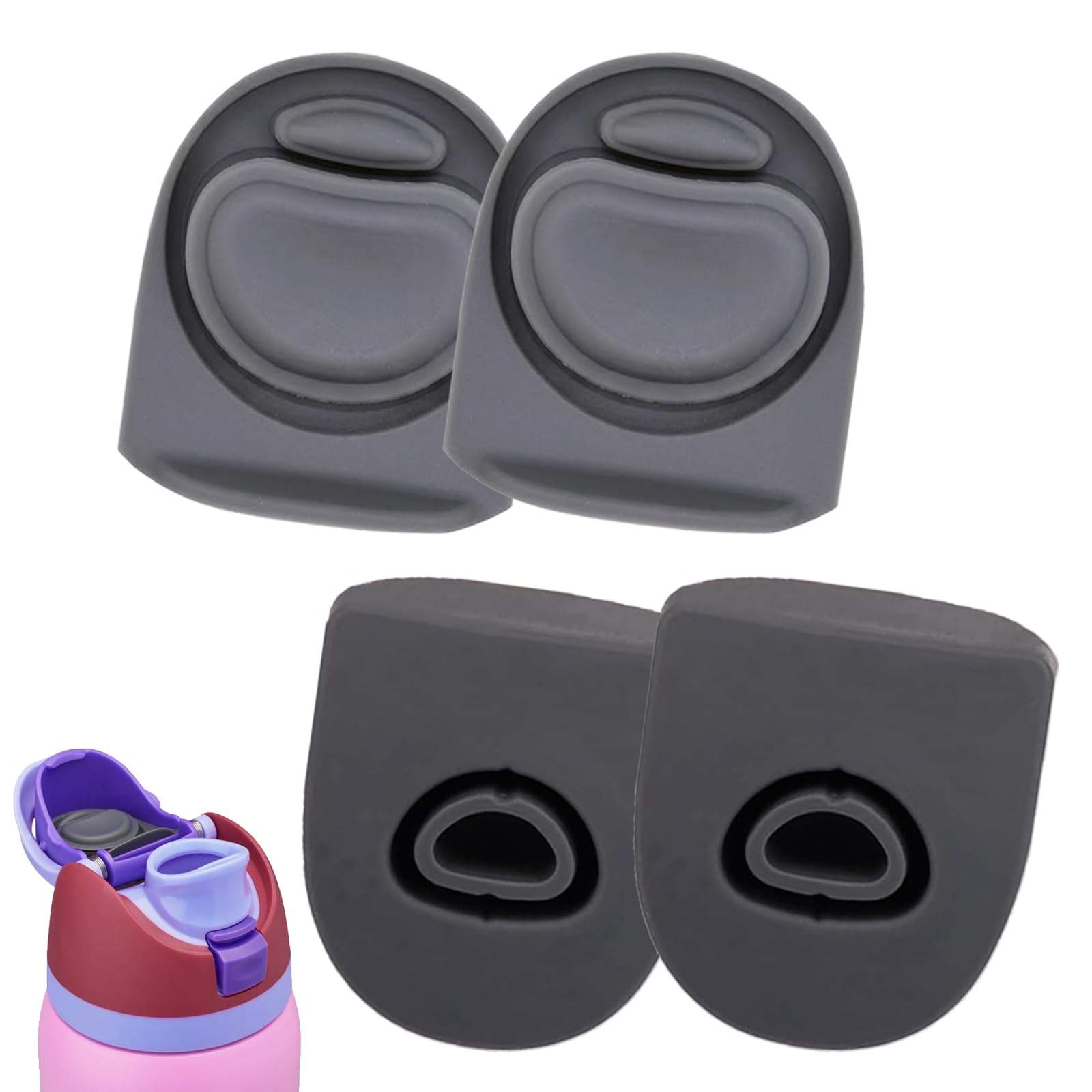 4PCS Replacement Silicone Stoppers for Owala FreeSip Water Bottles Leak Proof Lid Seal for 16oz,19oz,24oz,32oz,40oz Stainless Steel Tritan Bottles Spout Gasket Mouthpiece Insert Cap