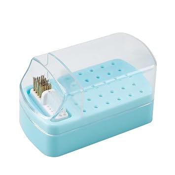 Professional Nail Drill Bit Holder and Cleaner Case, 30 Holes Organizer Stand with Brush, Manicure Tools