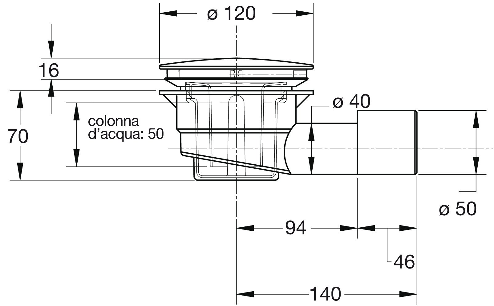 Kiamami Valentina - Bonde de vidange pour receveurs de douche minces 90mm