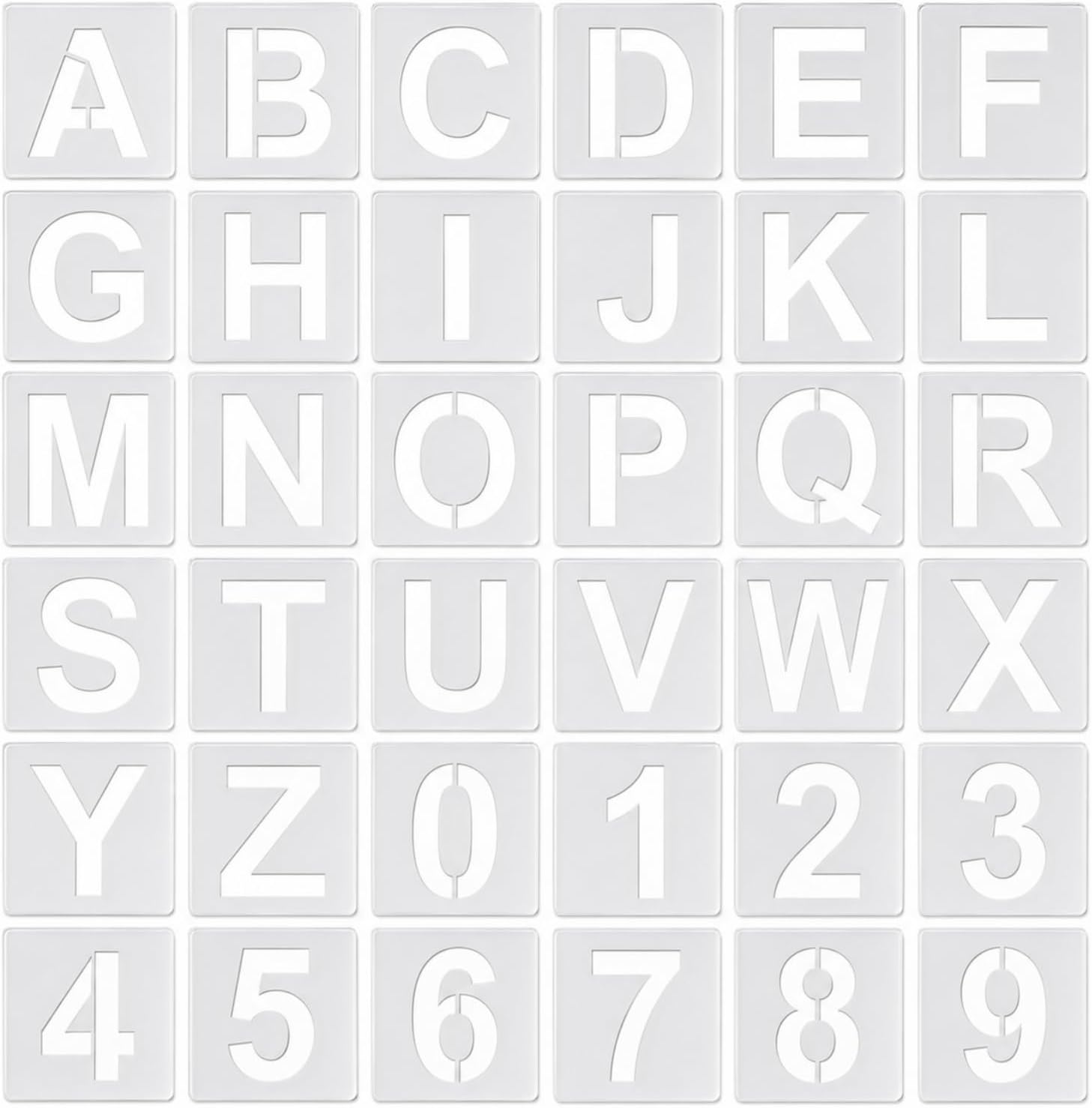 36 Pack Letter and Number Stencils Set, 3 Inch Alphabet and 0-9 Reusable PET Spray Paint Templates, 4 Inch Boards for DIY Crafts, Signs and Wall Art