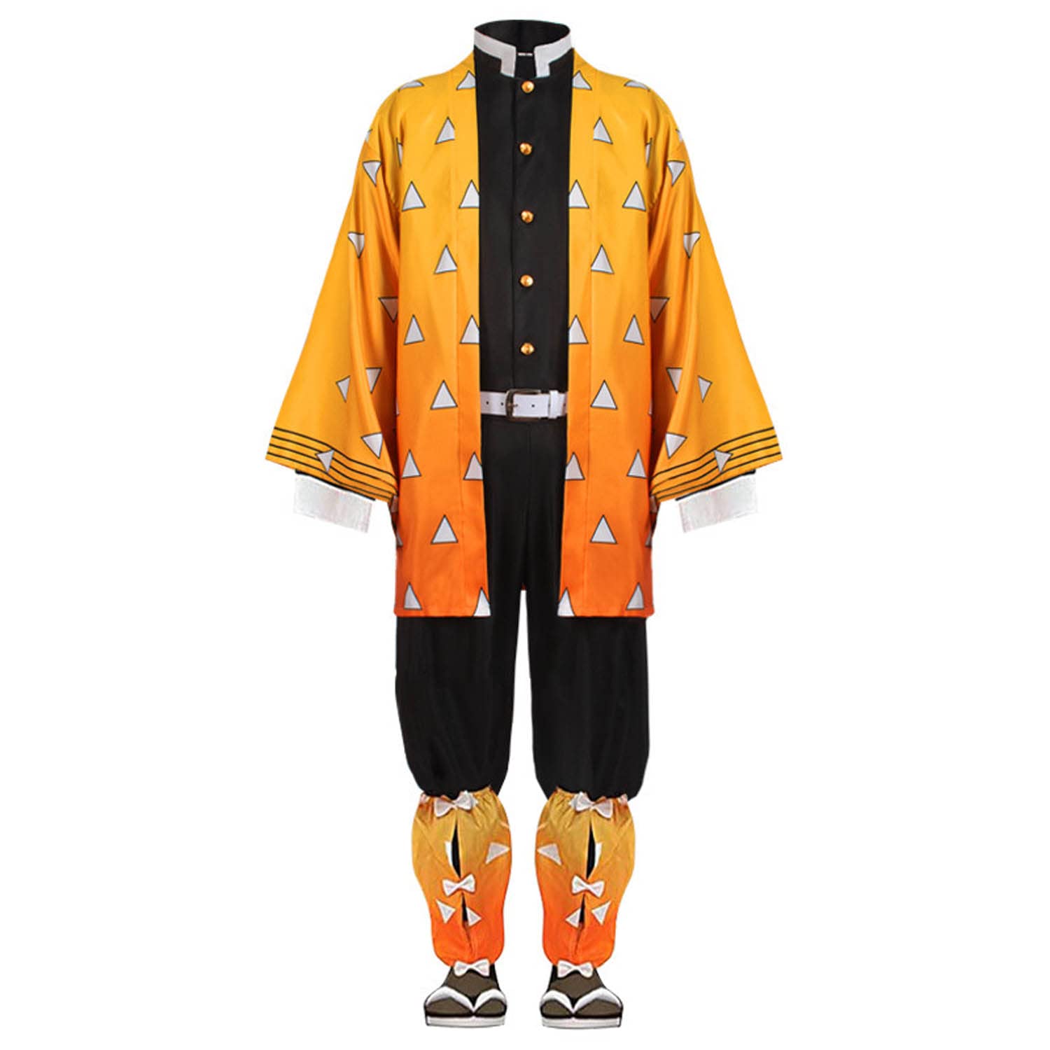 Anime Demon Slayer Agatsuma Zenitsu Cosplay Costume Vestito Douma Gioco di Ruolo Uniforme Set Completo Halloween Carnevale Festa Dress Up Suit con Parrucca per Uomini
