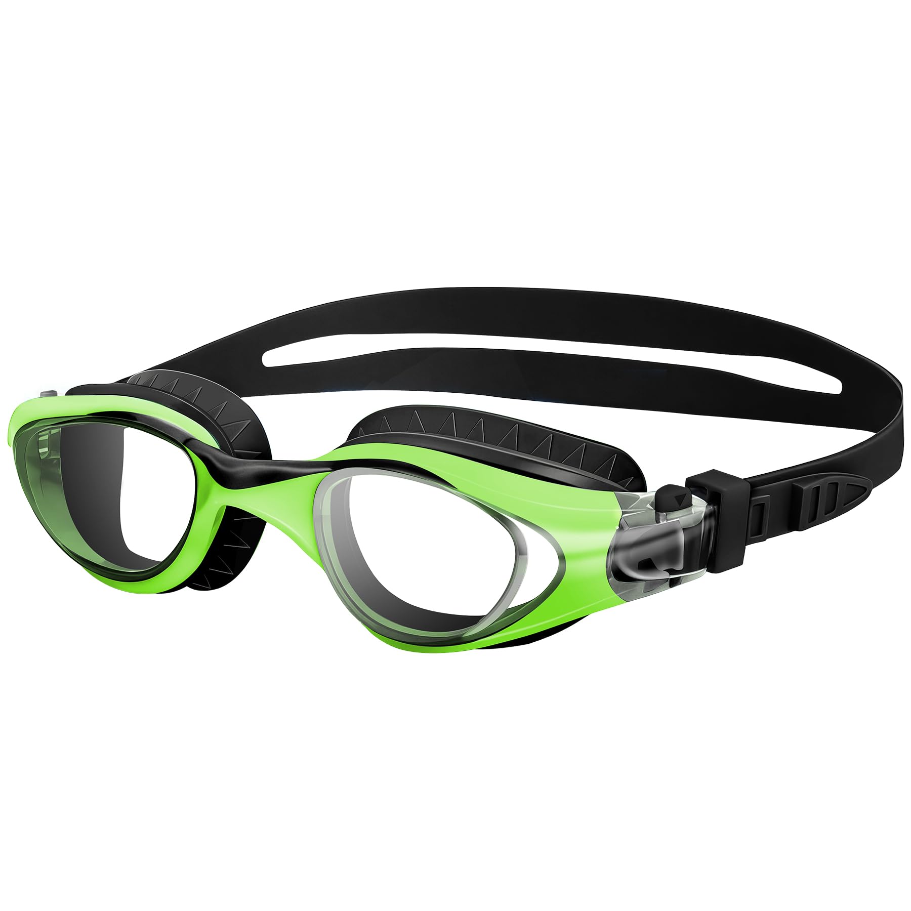 Vvinca Kids Goggles Kids Swimming Goggles Wide View UV Protection Anti-Fog No Leak Children Goggles for Boys Girls 6-14 (Green Black+Clear Lenses)