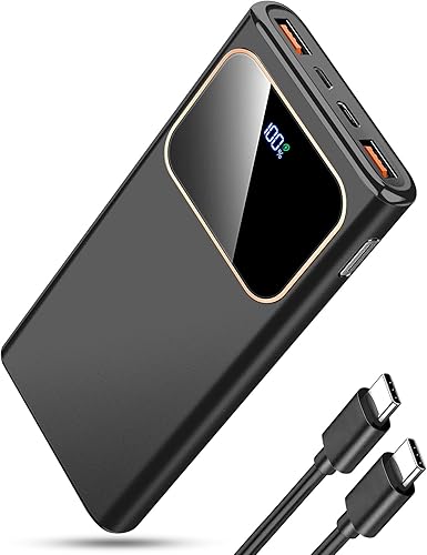 Cargador portátil de 10000 mAh, USB-C (entrada y salida), batería de carga rápida de 22.5 W, QC 4.0+PD3.0, pantalla LED, PowerBank, para iPhone,