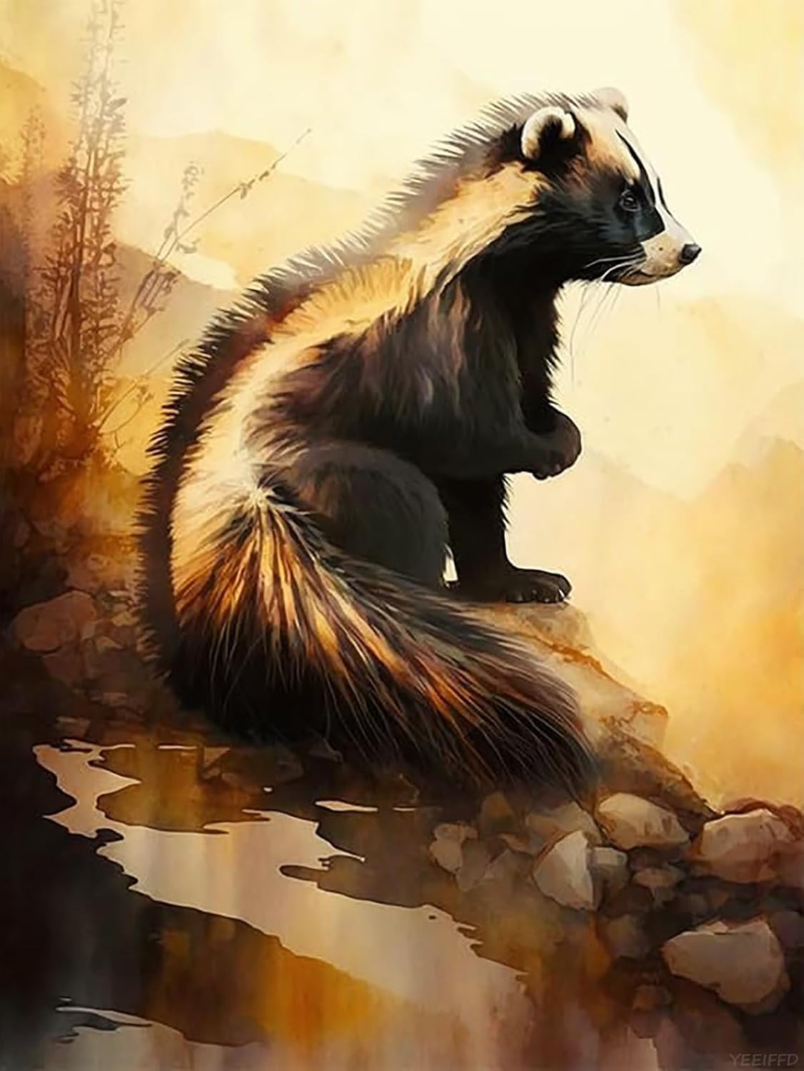 YEEIFFD Christmas Skunk Diamond Painting Kits for Adults, 5D DIY Diamond Art Full Drill for Gift Wall Decor Gem Arts Funny Animal for New Year, Valentine's Day 12x16 in