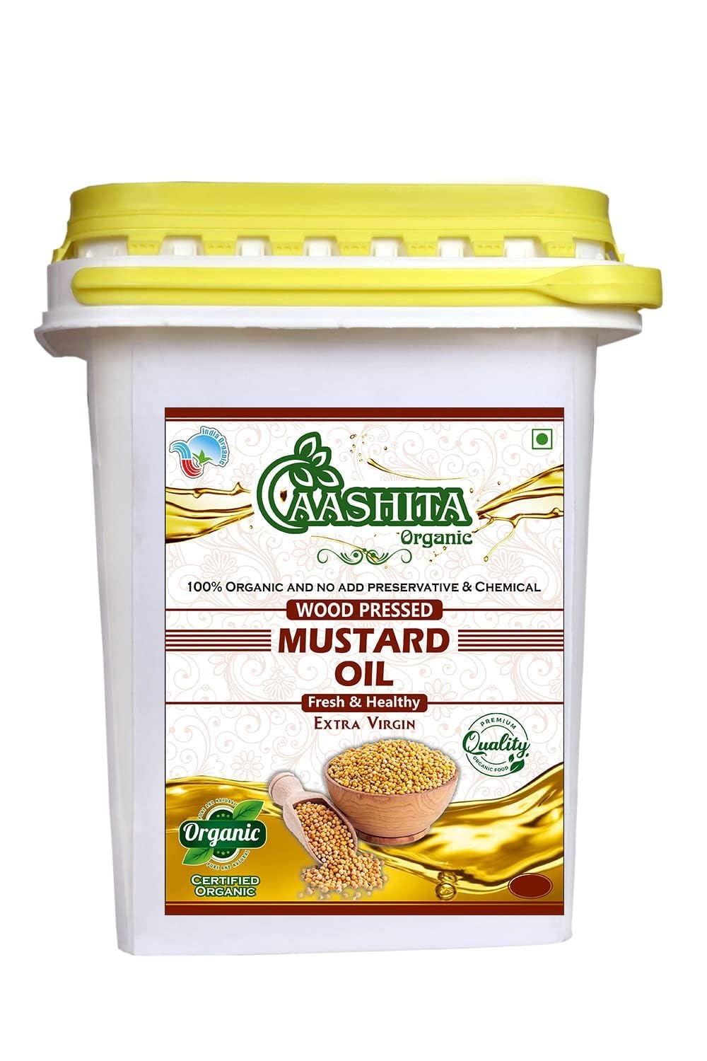 AASHITA Organic Wood Pressed Yellow Mustard Oil | Kolhu/Kacchi Ghani/Chekku | Natural | Chemical-Free | Cold Pressed Mustard Oil for Cooking (Yellow Mustard Oils, 10 Kg) (B0C7C65DDS) Amazon Price History, Amazon Price Tracker