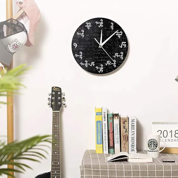 The Geeky Days Math Wall Clock for Classroom, Math Clock Wall Watch Unique Math Equation Formulas Mathematical Wall Clock Silent Non Ticking Battery Operated for Math Teacher Engineers Gift 12 Inch