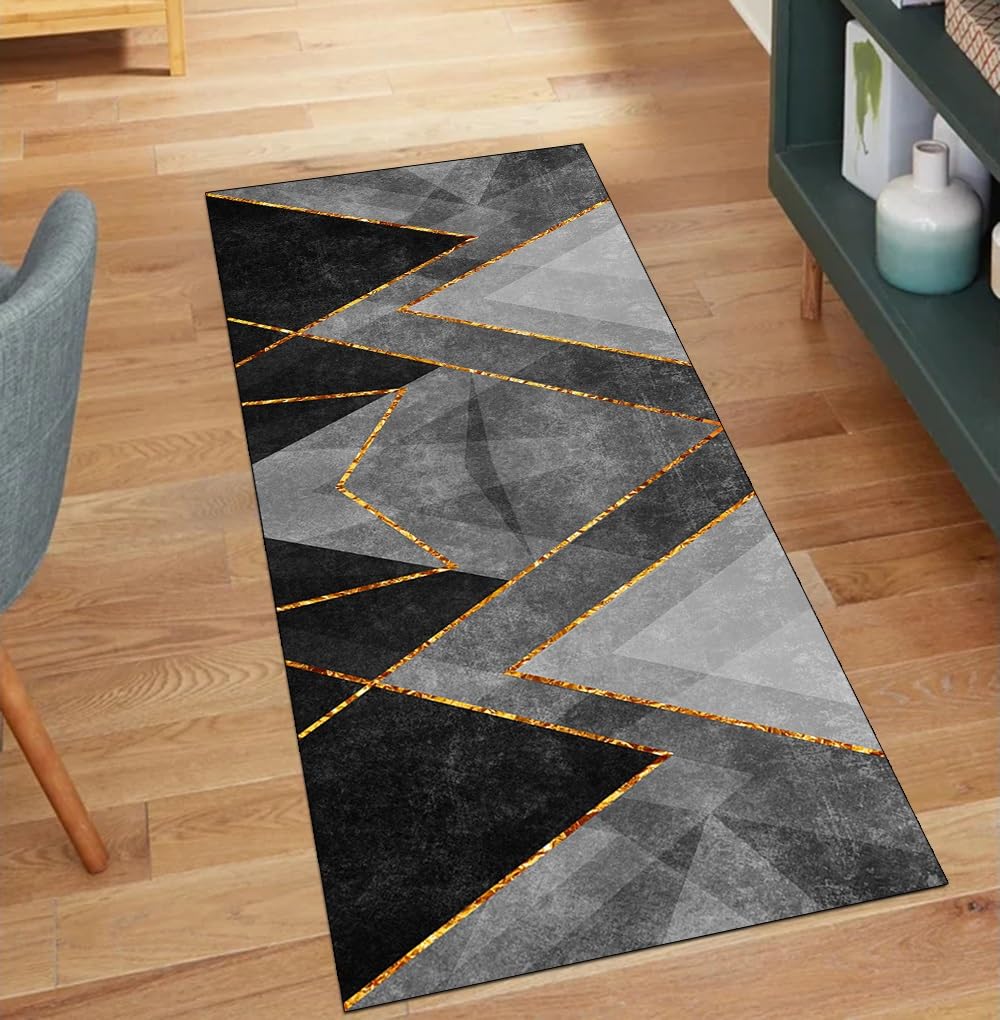 Alfombra para pasillo antideslizante negra de 110 x 180 cm lavable para suelos