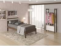 Cama de solteiro com cabeceira para colchão de 88cm CM8010 Nogal/Branco - Tecnomobili