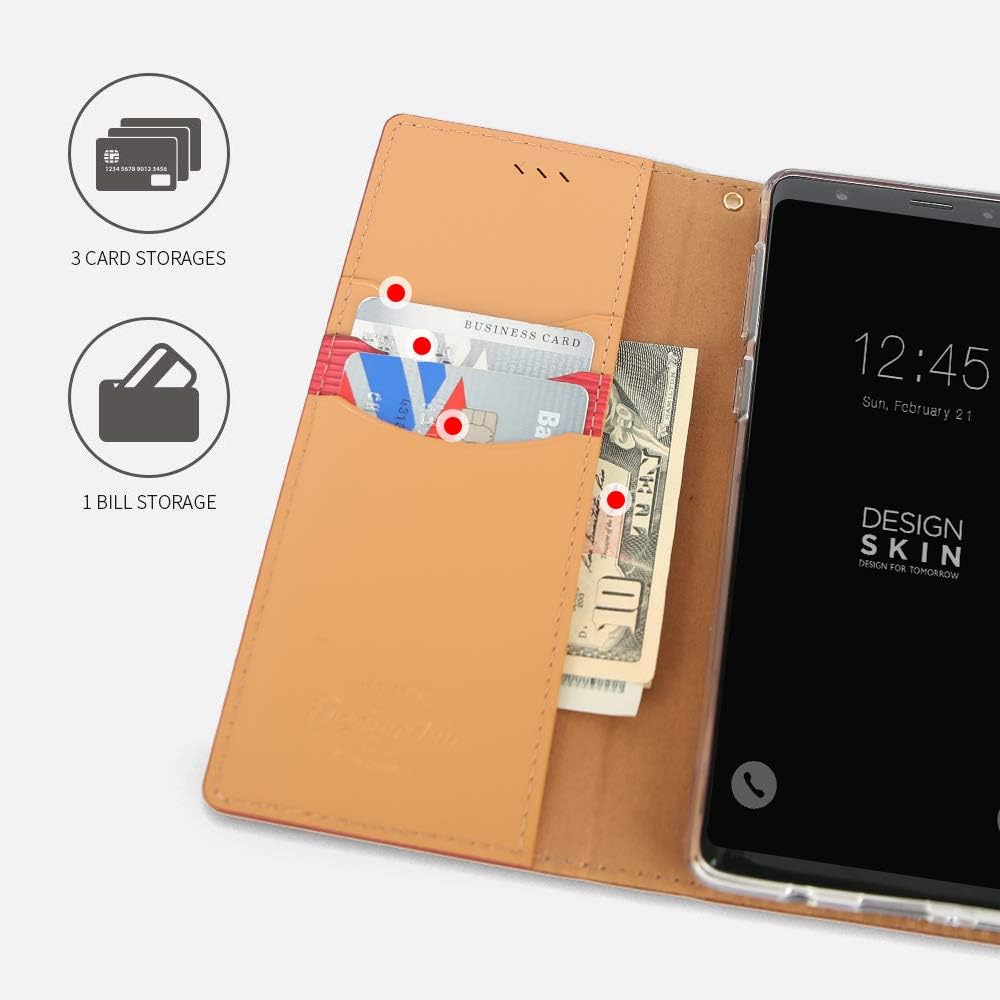 Crаzу Dеаlѕ DesignSkin Note 9 Wetherby Permium Basic Flip Folio Wallet Case: 100% Leather That is Genuine Cowhide w/Card Slot & Cash Pocket for Samsung Note9 - Red